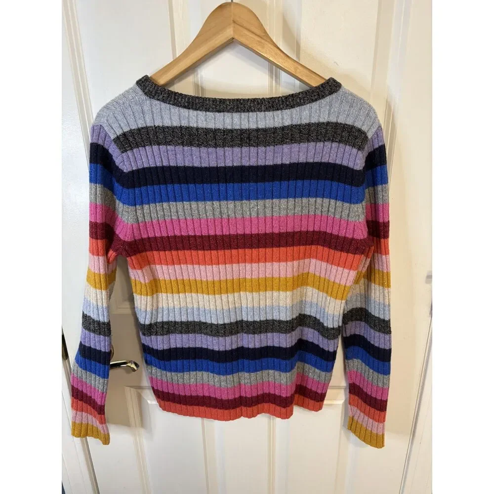Gap Striped Rainbow Lurex Sparkle Crew Neck Sweater (No size- M/L)